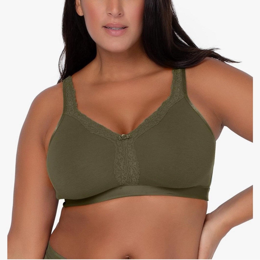 Brand New Curvy Couture Women's Plus Size Cotton Luxe Unlined Wire-Free Bra 46DD